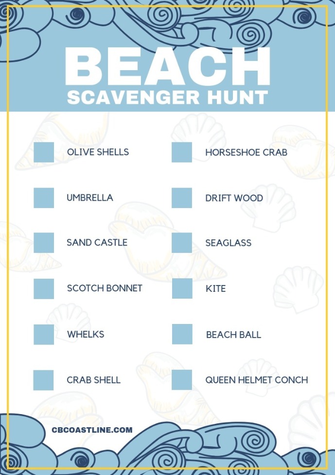 Beach Scavenger Hunt Printable List | Coastline Realty Vacations